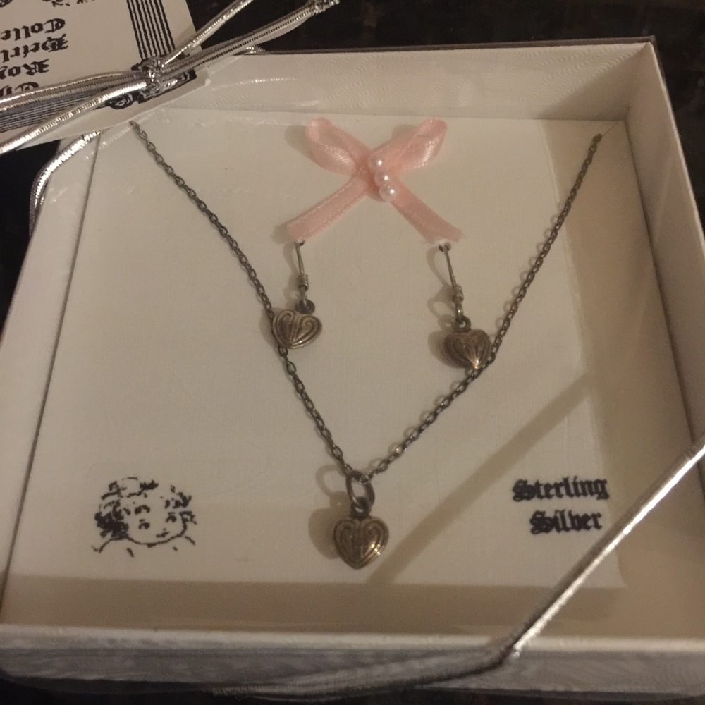 Baby Girls First Sterling Necklace & Earring Set